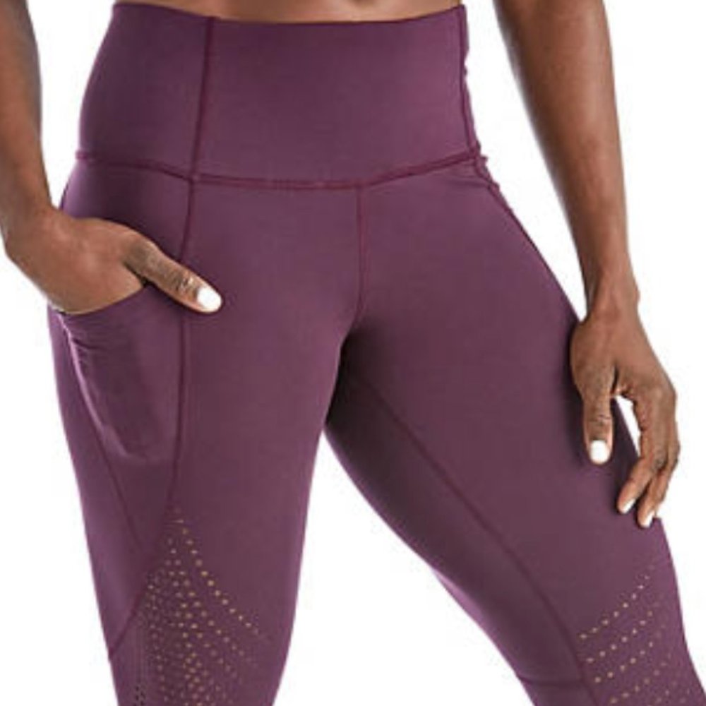 NWT Member'sMark Ladies Active Perforated Pocket Legging(Agate Purple) Var Sizes
